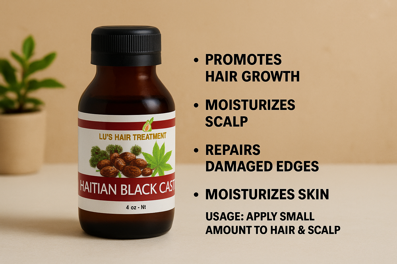 Lus Haitian Black Castor Oil small size